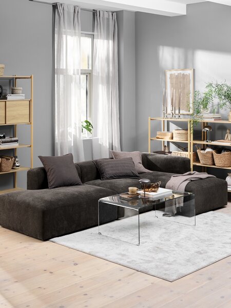 Modular sofa SKEJBY 3 pers. chaise/open dark brown