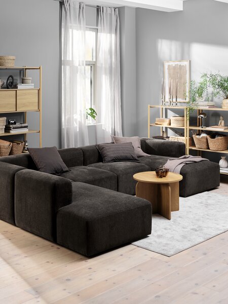 Modulsofa SKEJBY 5-seter sjeselong/åpen mørk brun