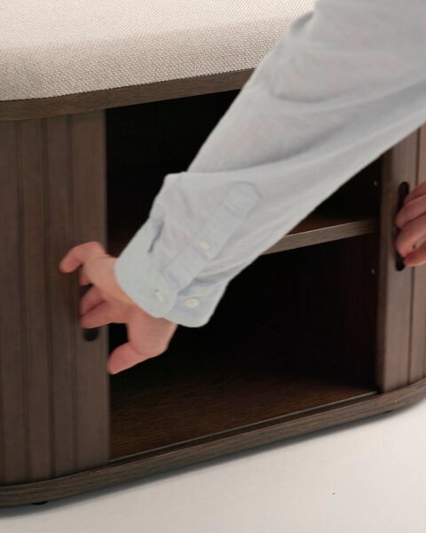 Bench LYNGVIG tambour doors beige/dark oak