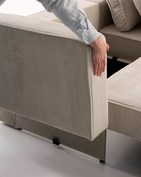 Sofa bed module SJELLE armrest 2 pcs beige fabric