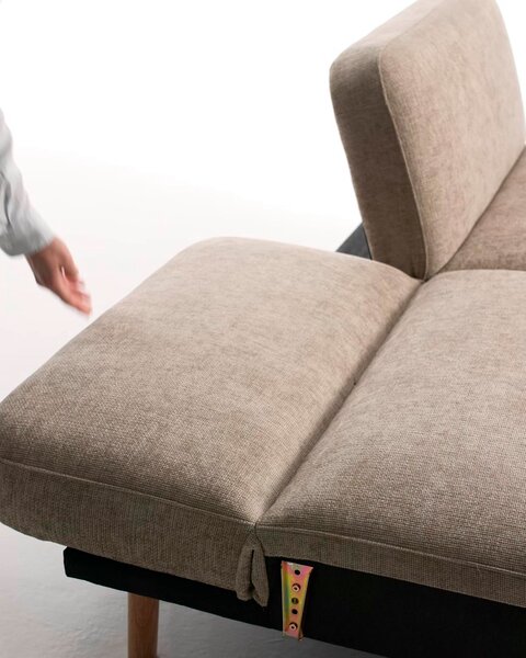 Sofa bed BALKA 3 seater sand fabric