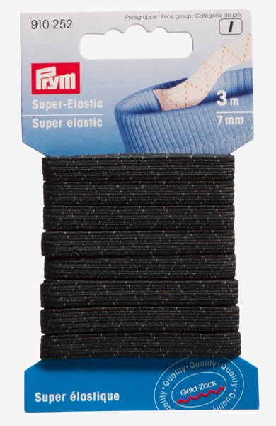 Elastik 7 mm 3m/pk sort