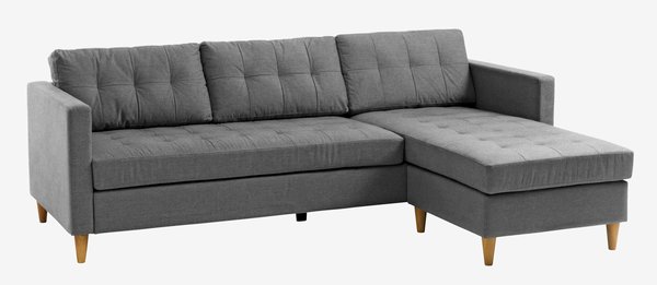 Sofa m/sjeselong FALSLEV grå