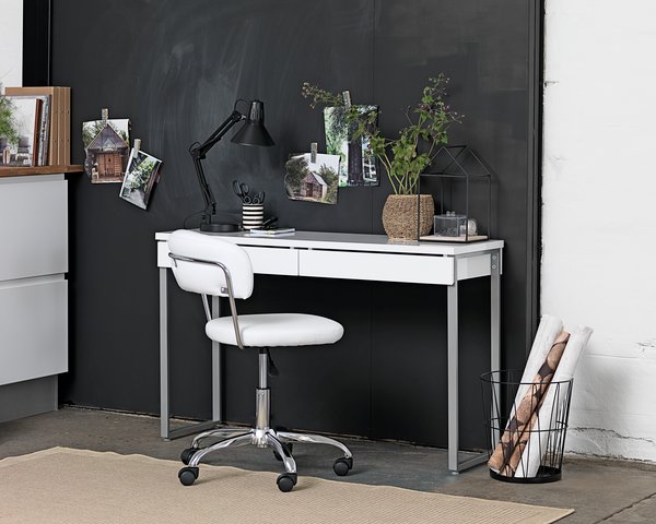 Pisarniški stol SNEDSTED belo umetno usnje/krom