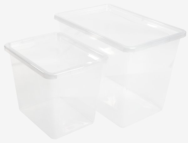 Opbergbox BASIC BOX 80L met deksel transparant