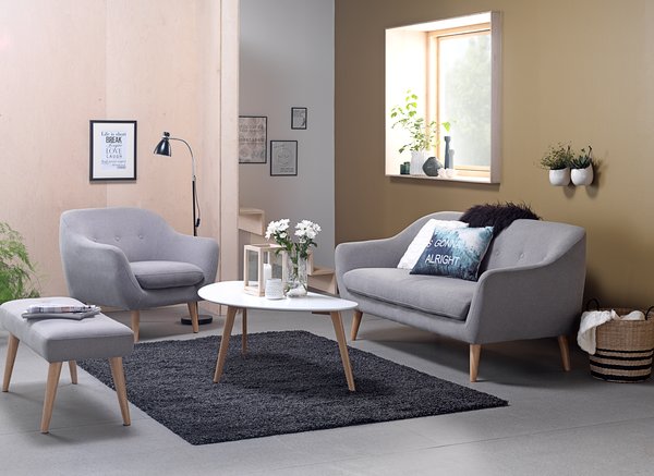 Sofa EGEDAL 2.5-seater light grey fabric