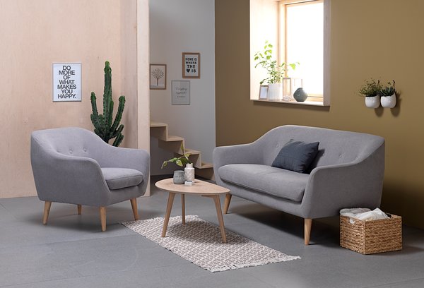 Sofa EGEDAL 2.5-seater light grey fabric