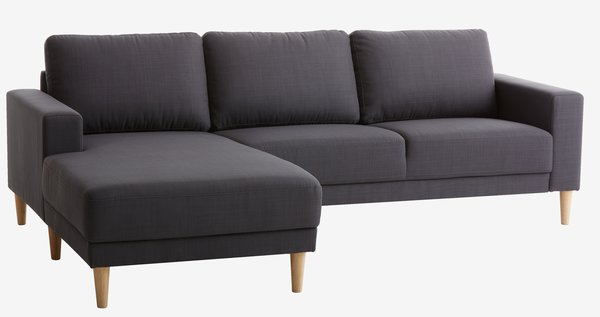 Sofa EGENSE chaise longue dark grey fabric