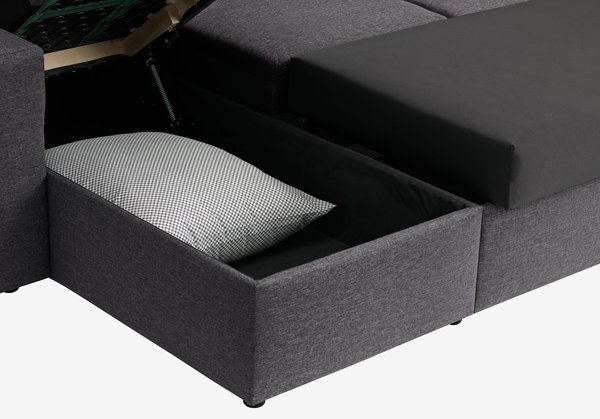 Canapé d'angle convertible MARSLEV tissu gris foncé