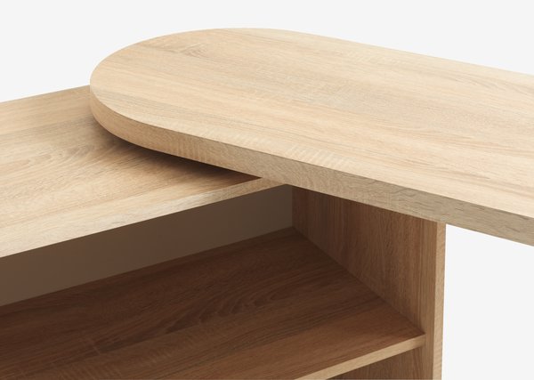 Desk LANGAGER 41-107x107-165 light oak colour/white