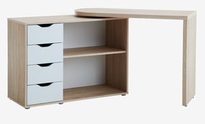 Bureau LANGAGER 41-107x107-165 couleur chêne clair/blanc