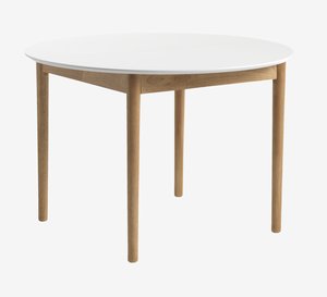 Jedilniška miza MARSTRAND Ø110/110x200 bela/naravna