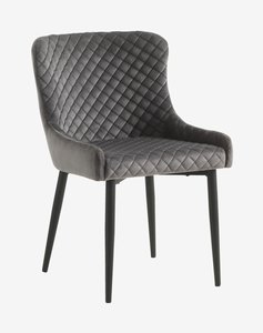 Blagovaonska stolica PEBRINGE baršun siva/crna