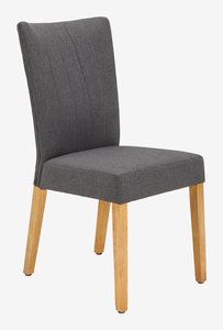 Trpezarijska stolica NORDRUP siva tkanina/natur