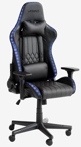 Gaming chair RANUM with LED black faux leather