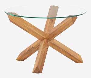 Τραπέζι μέσης AGERBY Ø60 γυαλί/δρυς