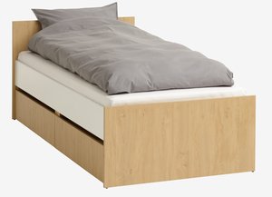 Bed w/storage BILLUND Single white/oak