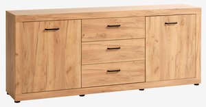 Sideboard LINTRUP 2 doors 3 drawers oak colour