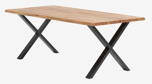 Table ROSLEV 95x200 chêne naturel/noir