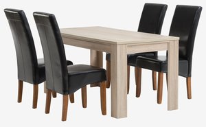 HASLUND H160 asztal tölgy + 4 BAKKELY szék barna