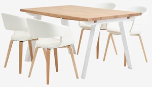 SKAGEN C150 mesa branco/carv + HOLSTEBRO cadeiras branco