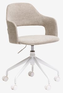 Office chair REERSLEV sand fabric/white