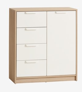 4 drawer 1 door chest JENSLEV oak/white