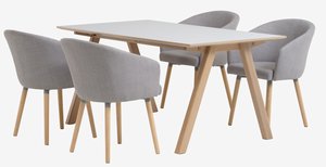 EGEBJERG D250 stôl svetlosivá + 4 KLOSTER stoličky sivá