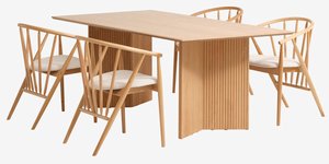 VESTERBORG Μ200 τραπέζι δρυς + 4 ARNBORG καρέκλες δρυς