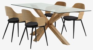 AGERBY L190 table oak + 4 HVIDOVRE chairs oak/black