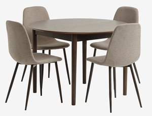 MARSTRAND D110 table dark oak + 4 JONSTRUP chairs beige