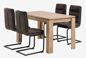 LINTRUP L140 table oak + 4 ULSTRUP chairs anthracite