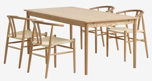 MARSTRUP L190/280 table oak + 4 GUDERUP chairs oak/natural