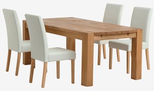 OLLERUP C200 mesa carvalho + TUREBY cadeiras branco