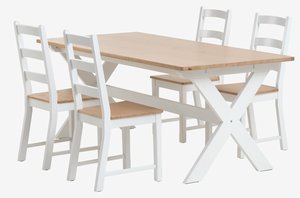 VISLINGE L190 Tisch natur + 4 VISLINGE Stühle natur
