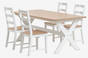 VISLINGE L190 table natural + 4 VISLINGE chairs natural