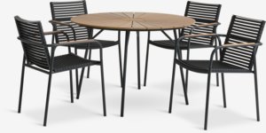 RANGSTRUP Ø110 table naturel/noir + 4 NABE chaise noir