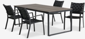 NESSKOGEN D210 stôl hnedá + 4 JEKSEN stolička čierna