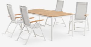 RAMTEN D206 stůl tvrdé dřevo + 4 SLITE bílá
