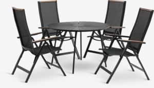 RANGSTRUP Ø110 tafel + 4 BREDSTEN stoel zwart