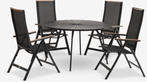 RANGSTRUP Ø130 masă + 4 BREDSTEN scaun negru