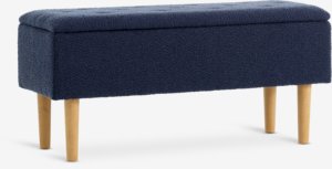 Bench BADSTED w/storage dark blue fabric