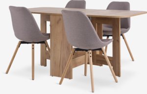 ALLING L100/163 table oak + 4 KASTRUP chairs sand