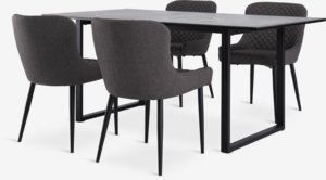 MOSELUND L180 tafel keramiek + 4 PEBRINGE grijs/zwart