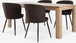 LINTRUP L190/280 table oak + 4 RISSKOV chairs dark brown