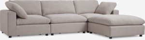 Modulaire bank LUNDBY chaise longue zandkleurige stof