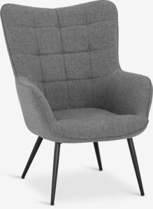 Fauteuil ULDUM grijze stof/zwart