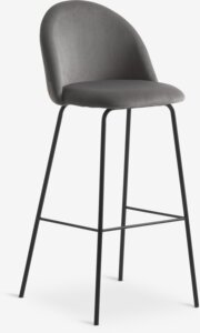 Bar stool GRINDSTED velvet grey/black