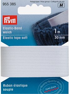 Elastisk tape blød 30 mm 1m/pk hvid