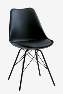 Blagovaonska stolica KLARUP crna umjetna koža/crna